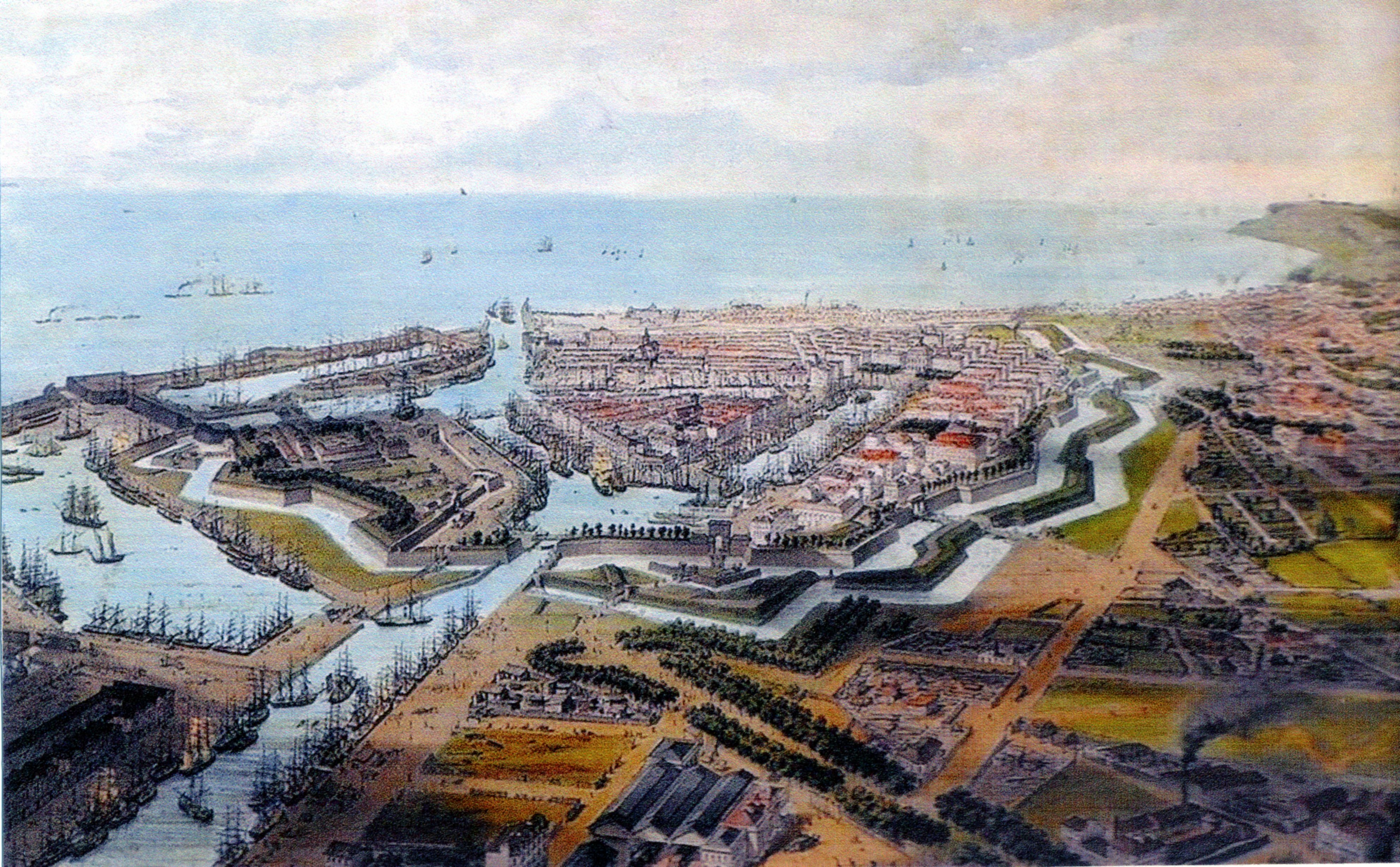 Le Havre en 1850 avant la destruction de ses fortifications.