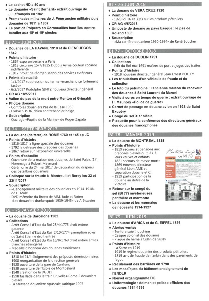 Sommaire G N Ral Des Bulletins Dinformation De Lahad Association Pour Lhistoire De L